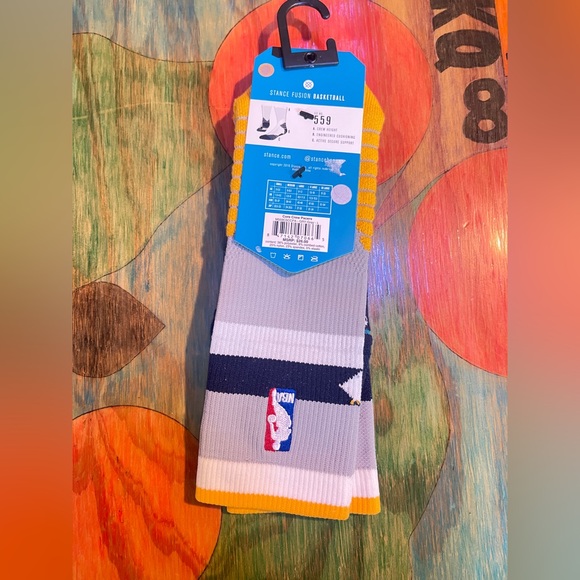 Stance Fusion Basketball Fit No 559 NBA Indiana Pacers Crew Socks Large 9-12 NEW - Picture 2 of 8